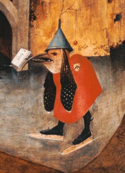 Painting Bird with Letter by Bosch from Temptation of Saint Anthony